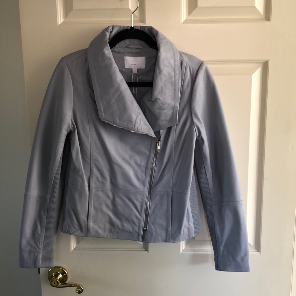 NWT - Walter Baker Faux Gray Leather Moto Jacket